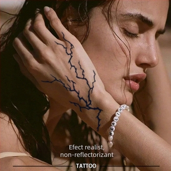 Autocolant tatuaj temporar pentru dosul mâinii, cu model realist de fulger, impermeabil, rezistent la frecare, semi-permanent
