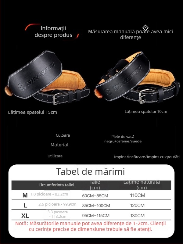 Centură de talie pentru ridicarea greutăților — Microfibră, Protecție talie, Suport talie pentru fitness