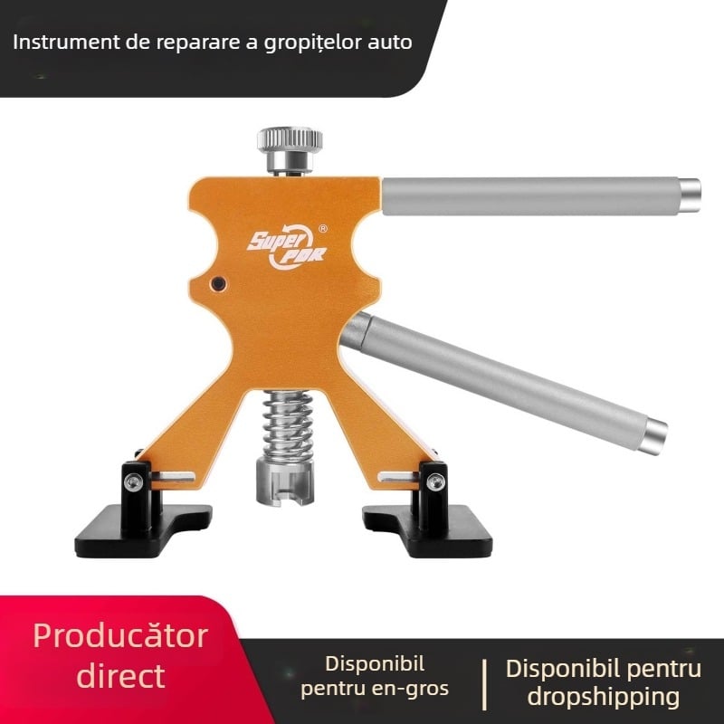 Set de instrumente pentru repararea gropilor auto cu extractor – Brand: Super PDR; Material: nylon, aliaj de aluminiu; Domeniu de utilizare: unealtă de reparare a denivelărilor auto; Locația producției: Shenzhen