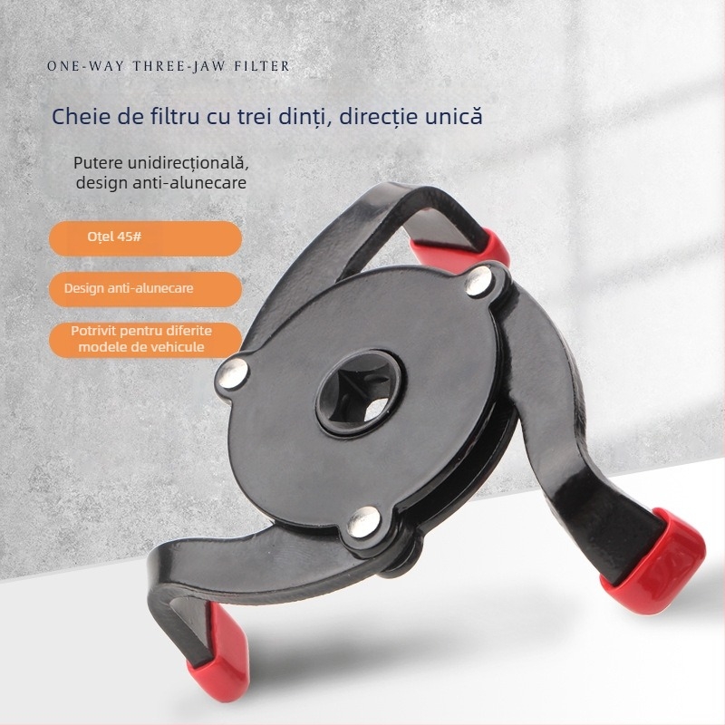 Cheie pentru filtru de ulei cu trei gheare, unidirecțională, 60–95 mm, oțel 45#, Tianhu