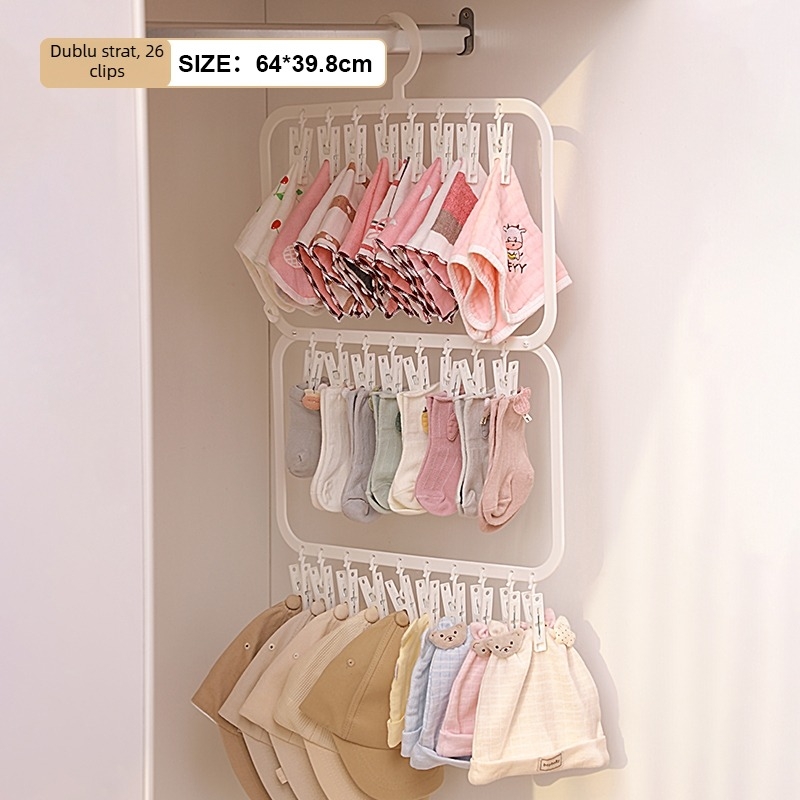 Organizator de șosete și lenjerie intimă, cu mai multe cleme de uscare, din plastic, capacitate 18 L, stil japonez, imprimare logo permisă