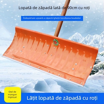 Lopată de zăpadă cu roți, din oțel manganic, pentru îndepărtarea zăpezii iarna și dezghețare