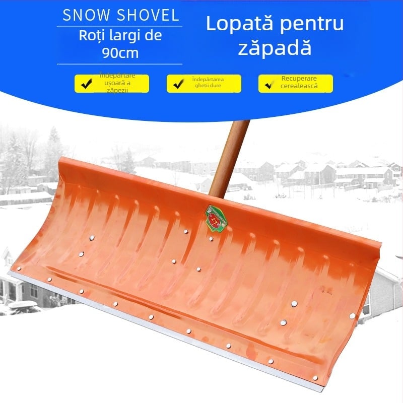 Lopată de zăpadă cu roți, din oțel manganic, pentru îndepărtarea zăpezii iarna și dezghețare