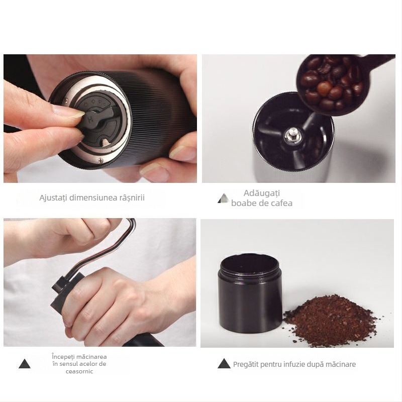 Râșniță de cafea manuală | Portabil pentru uz casnic | Marca: Junchi; Funcționare manuală; Posibil imprimare logo; Lansare: Primăvara 2021