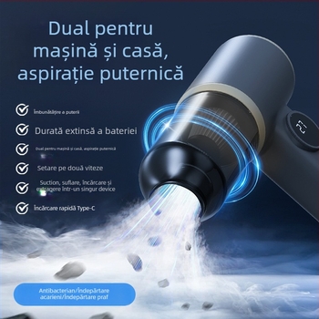 Aspirator auto, portabil, alimentare USB, baterie încorporată 1001–1600 mAh, aspirație 4100–5000 Pa, autonomie 1–3 h, tensiune ≤36V