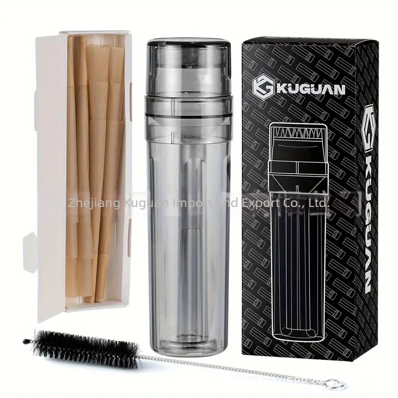 Roler con pentru pre-rol cu râșniță din plastic integrată pentru țigări, design anti-vânt, funcții decorative, depozitare și personalizare disponibilă