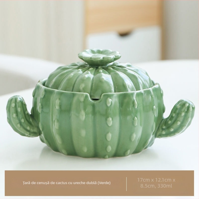 Scrumieră ceramică cu capac, în stil nordic, decorativă și de colecție pentru casă și birou