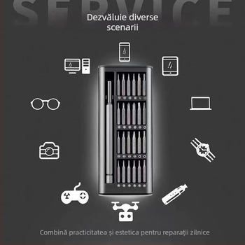 Set de șurubelnițe de 25 de piese, multifuncțional pentru uz casnic, cu vârfuri de forme speciale pentru demontarea calculatoarelor și telefoanelor mobile