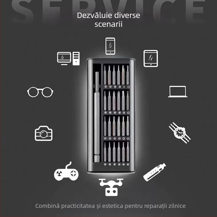 Set de șurubelnițe de 25 de piese, multifuncțional pentru uz casnic, cu vârfuri de forme speciale pentru demontarea calculatoarelor și telefoanelor mobile
