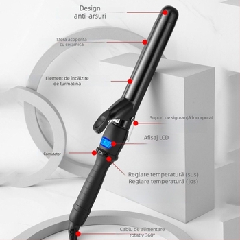 Ondulator 3‑în‑1 pentru curling, îndreptare și uscare a părului; alimentare fără fir cu baterie litiu; tambur din aliaj ecologic