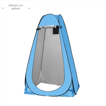 Tendă exterioară portabilă cu deschidere rapidă pentru duș și schimb, configurație cu o cameră, impermeabilă <1000mm, material poliester 170T argintiu, configurare personalizabilă