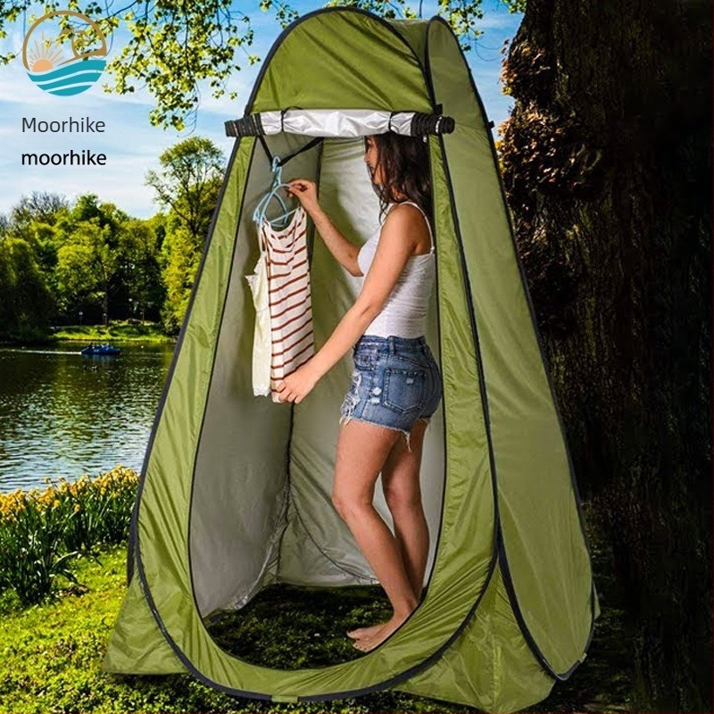 Tendă exterioară portabilă cu deschidere rapidă pentru duș și schimb, configurație cu o cameră, impermeabilă <1000mm, material poliester 170T argintiu, configurare personalizabilă