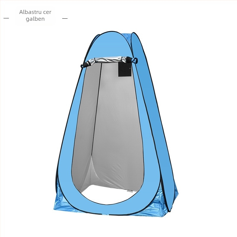 Tendă exterioară portabilă cu deschidere rapidă pentru duș și schimb, configurație cu o cameră, impermeabilă <1000mm, material poliester 170T argintiu, configurare personalizabilă