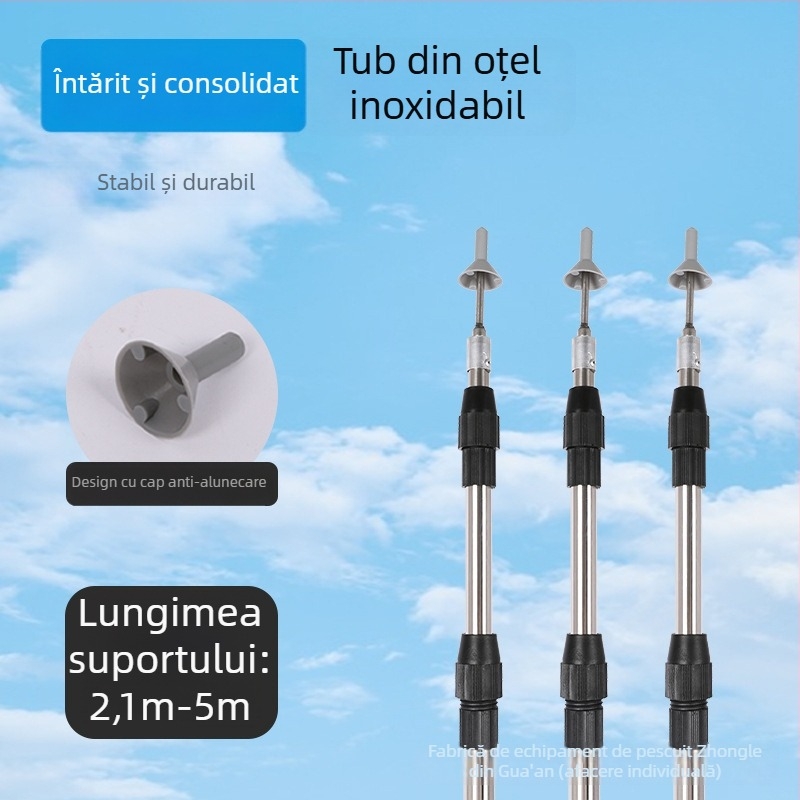 Coloană de susținere retractabilă pentru canopy din oțel inoxidabil cu țăruș de teren — versiune îmbunătățită, mai groasă