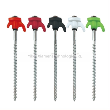 Cuie filetate pentru cort, cu cap rotativ din plastic, din oțel cu conținut scăzut de carbon, fluorescente