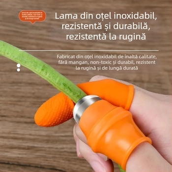 Cuțit multifuncțional pentru degetul mare, cu protecții pentru degete, pentru curățarea usturoiului și recolta legumelor