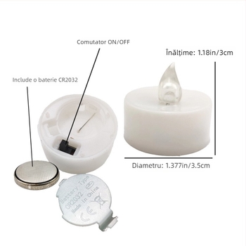 Lumânare LED electronică, corp cilindric din plastic, producție semi-manuală și semi-mechanică