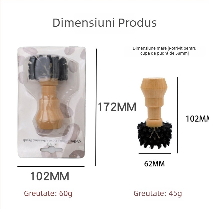 Perie de curățare pentru zaț de cafea și capul de preparare al espressorului – stil modern minimalist, Birch+PP, pentru bar, cafenea și lounge, fără a fi lucrată manual