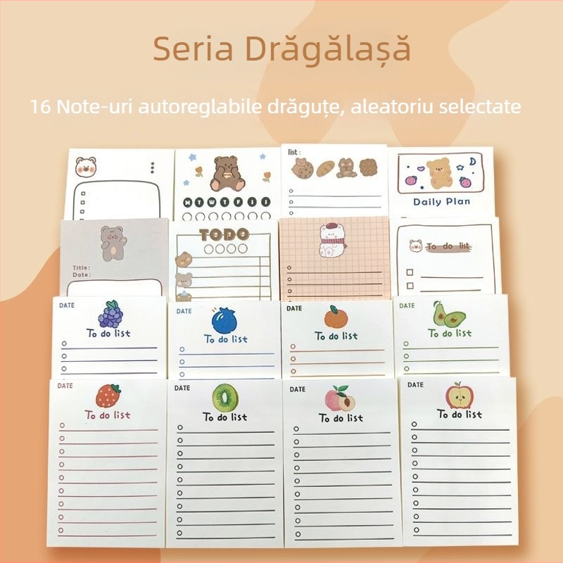 Set de note autoadezive portabil pentru elevi și birou, plan zilnic de autodisciplină, 50 foi, formă de cărămidă din hârtie, hârtie offset dublă, cod produs 0613-01