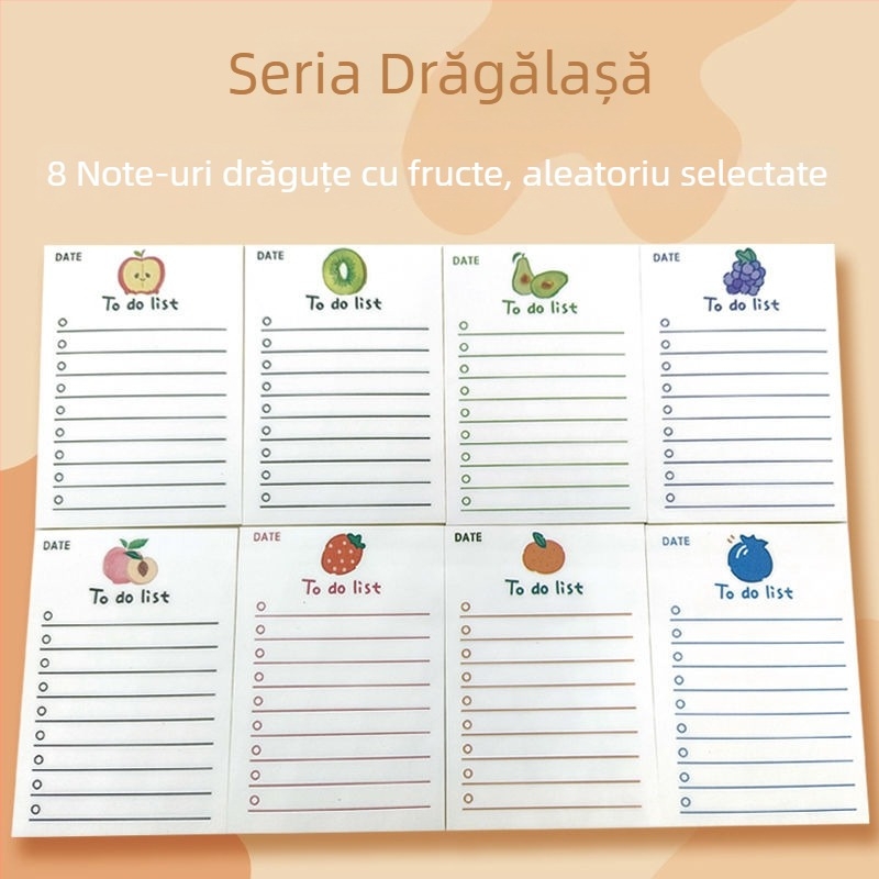 Set de note autoadezive portabil pentru elevi și birou, plan zilnic de autodisciplină, 50 foi, formă de cărămidă din hârtie, hârtie offset dublă, cod produs 0613-01