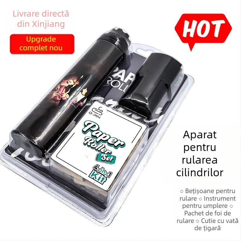 Kit manual de rulat țigări cu tuburi conice - set din patru piese