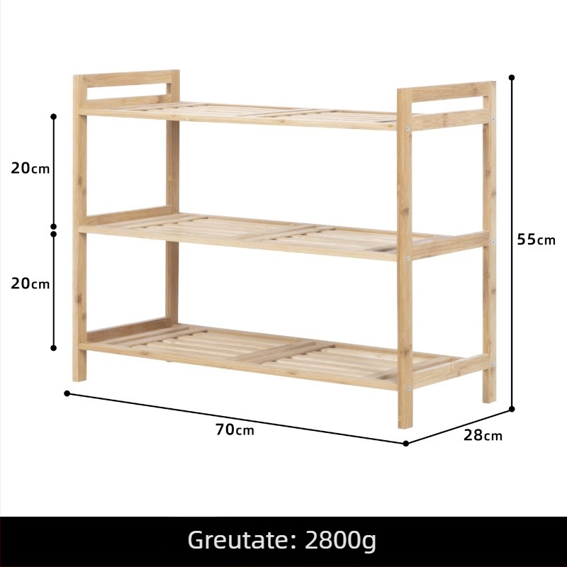 Raft de pantofi pentru hol – bambus, stil modern minimalist, multifuncțional