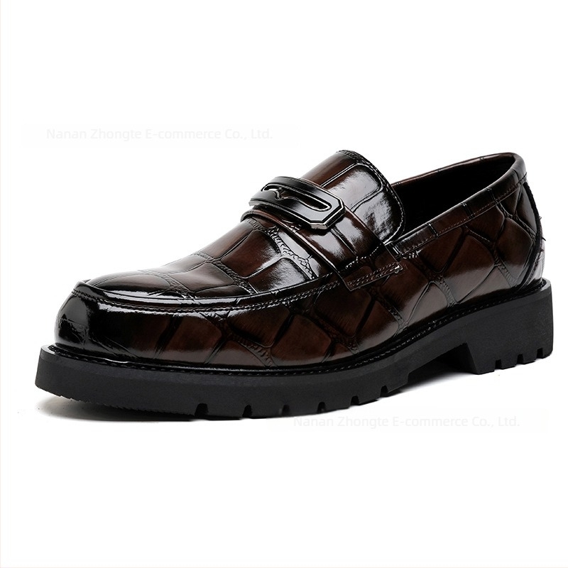 Loafers din PU piele pentru bărbați cu Leather Toe Cap, Pointed Toe, Slip-On, Rubber Sole