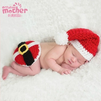 Set tricot pentru fotografii cu nou-născuți, temă Crăciun — material acrilic 80% și amestec de bumbac, tratat moale, unisex, pentru ședințe foto cu bebeluși.