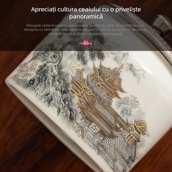 Cutie din ceramică pentru ceai, finisaj glazat, stil nou chinezesc, potrivită ca cadou de afaceri