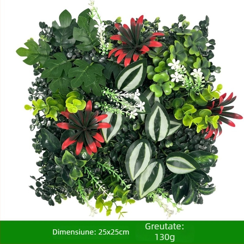 Fundal de perete cu plante – gazon din plastic cu flori de mătase; relief, turnare prin injecție; varietate: eucalipt Milan, flori artificiale, ferigă, stil persan; pentru nunți, exterior, recuzită foto, decor de casă