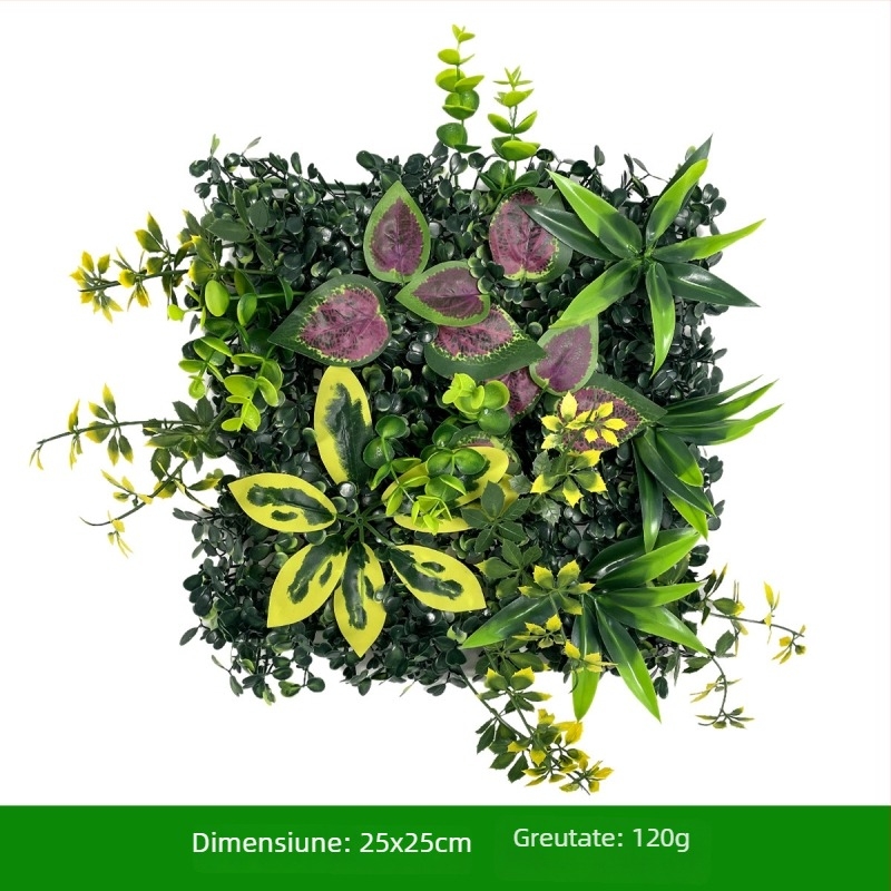 Fundal de perete cu plante – gazon din plastic cu flori de mătase; relief, turnare prin injecție; varietate: eucalipt Milan, flori artificiale, ferigă, stil persan; pentru nunți, exterior, recuzită foto, decor de casă