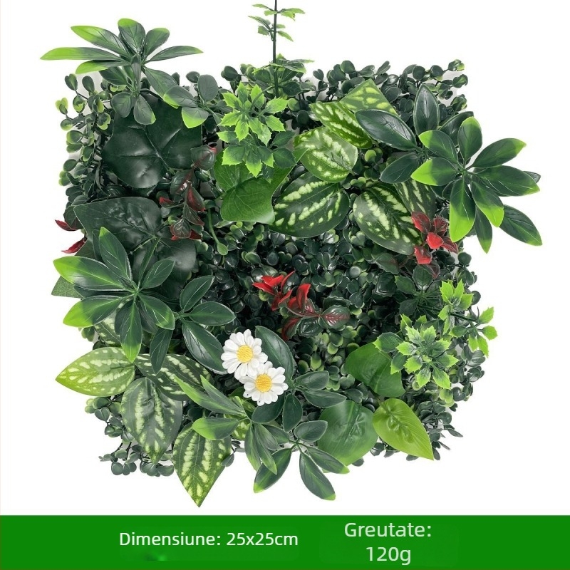 Fundal de perete cu plante – gazon din plastic cu flori de mătase; relief, turnare prin injecție; varietate: eucalipt Milan, flori artificiale, ferigă, stil persan; pentru nunți, exterior, recuzită foto, decor de casă
