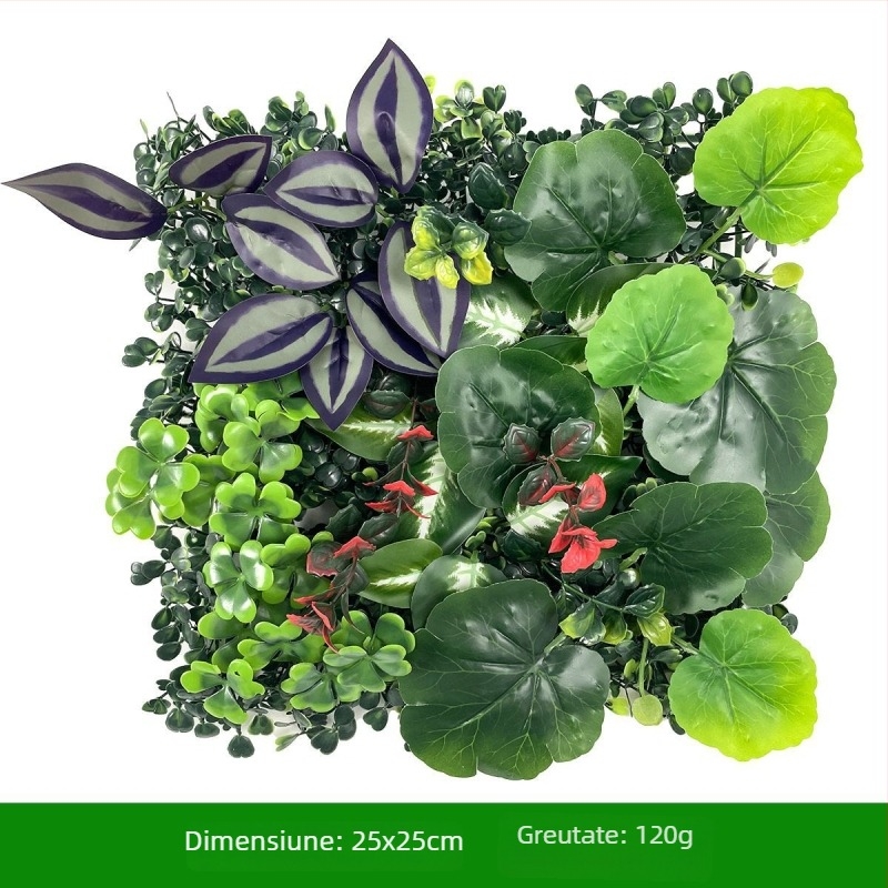 Fundal de perete cu plante – gazon din plastic cu flori de mătase; relief, turnare prin injecție; varietate: eucalipt Milan, flori artificiale, ferigă, stil persan; pentru nunți, exterior, recuzită foto, decor de casă