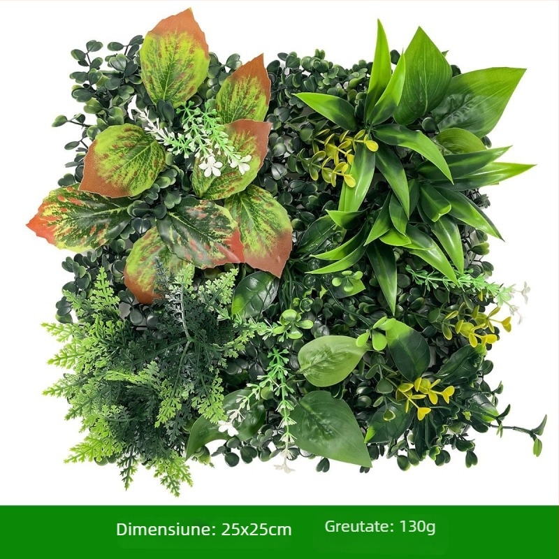 Fundal de perete cu plante – gazon din plastic cu flori de mătase; relief, turnare prin injecție; varietate: eucalipt Milan, flori artificiale, ferigă, stil persan; pentru nunți, exterior, recuzită foto, decor de casă