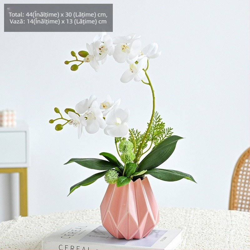 Orhidee Phalaenopsis artificială pentru decorul sufrageriei, floare de mătase, aranjament floral decorativ