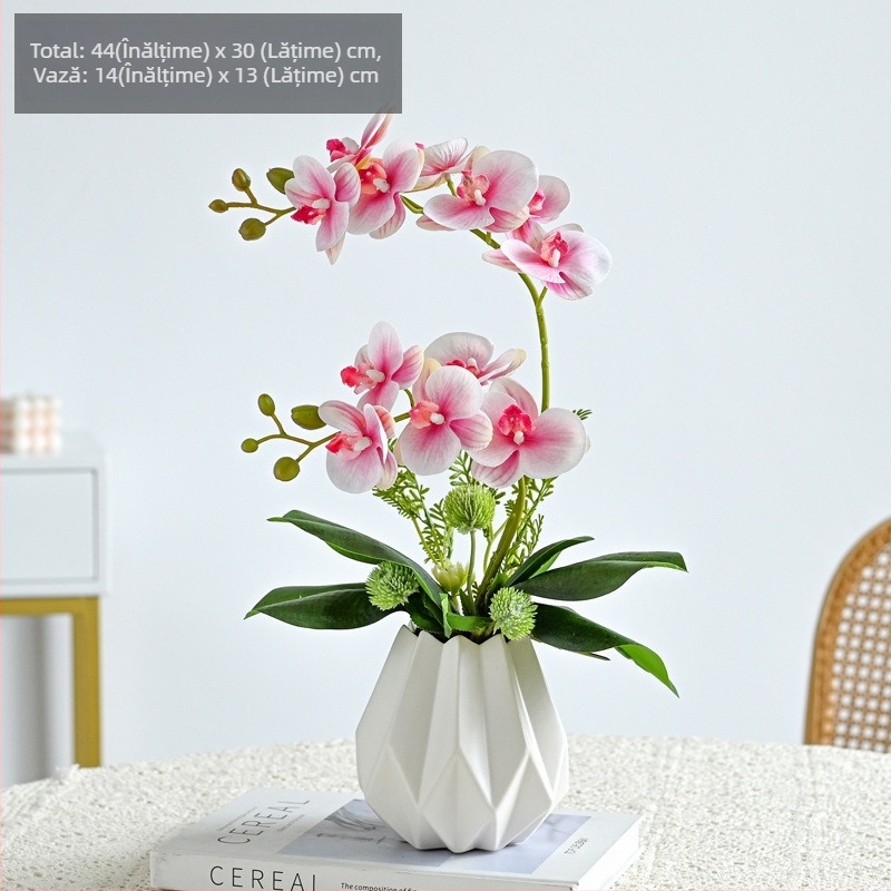 Orhidee Phalaenopsis artificială pentru decorul sufrageriei, floare de mătase, aranjament floral decorativ