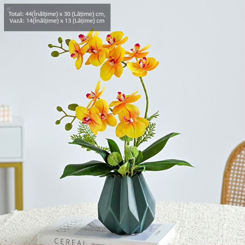Orhidee Phalaenopsis artificială pentru decorul sufrageriei, floare de mătase, aranjament floral decorativ