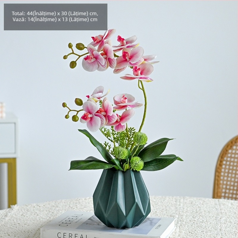 Orhidee Phalaenopsis artificială pentru decorul sufrageriei, floare de mătase, aranjament floral decorativ