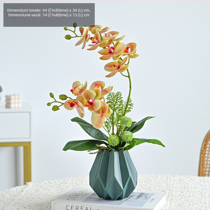 Orhidee Phalaenopsis artificială pentru decorul sufrageriei, floare de mătase, aranjament floral decorativ