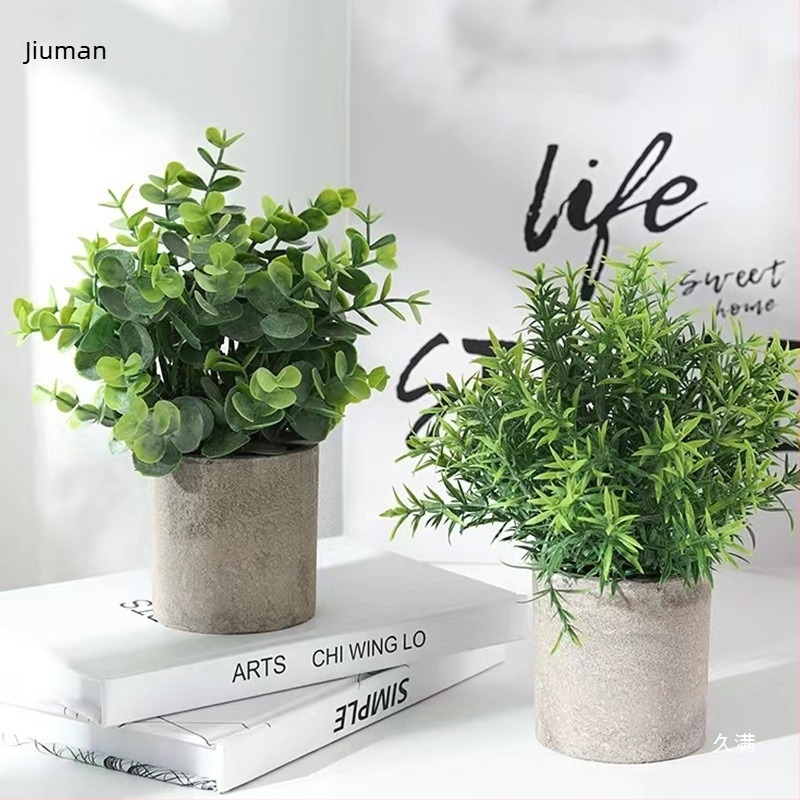 Plantă artificială de eucalipt pentru decor de birou, textură flocking, varietate Daisy, material: Alt, marcă: Alt