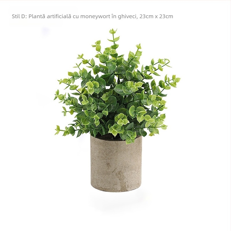Plantă artificială de eucalipt pentru decor de birou, textură flocking, varietate Daisy, material: Alt, marcă: Alt