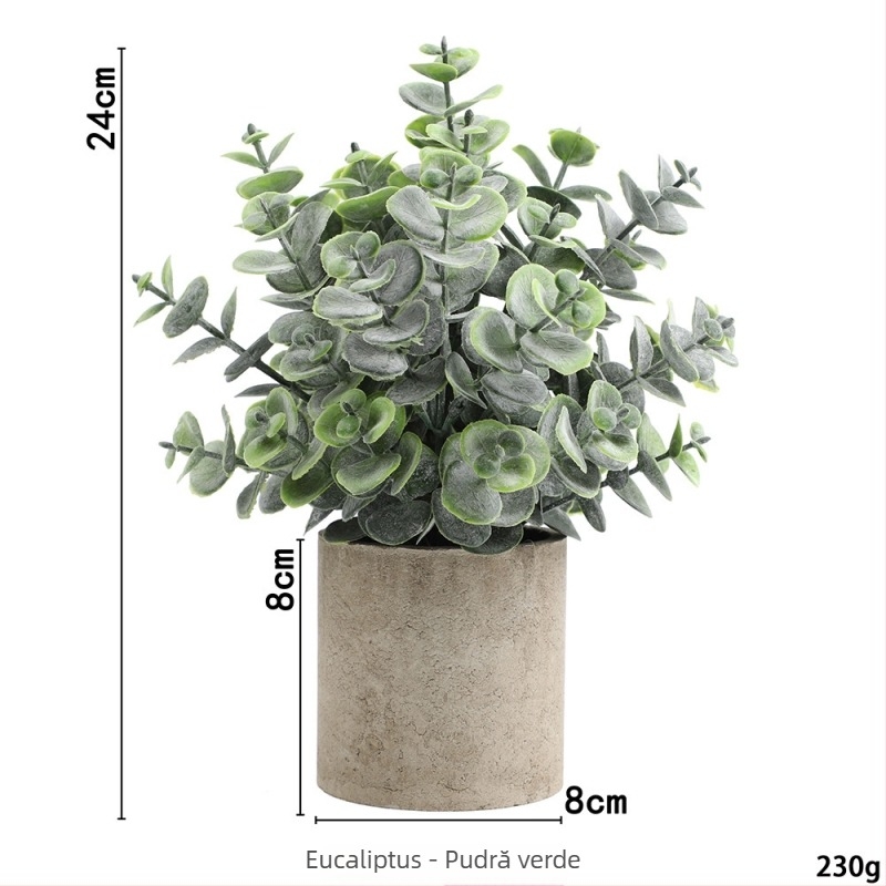Plantă artificială de eucalipt pentru decor de birou, textură flocking, varietate Daisy, material: Alt, marcă: Alt