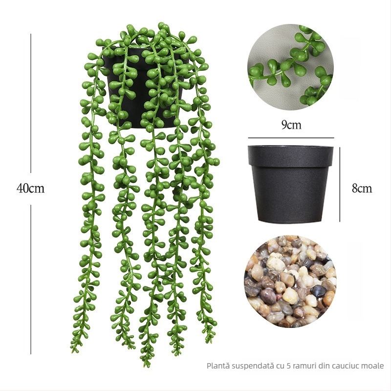 Plantă artificială de eucalipt pentru decor de birou, textură flocking, varietate Daisy, material: Alt, marcă: Alt