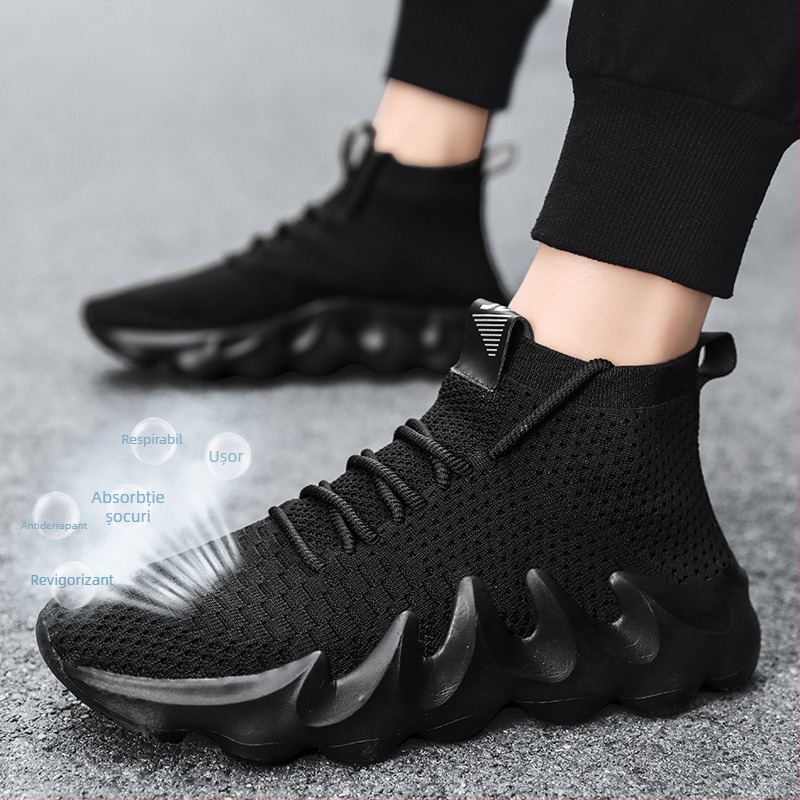 Pantofi sport casual pentru bărbați, cu partea superioară din plasă, pernă de aer, talpă din cauciuc, EVA, vârf rotund