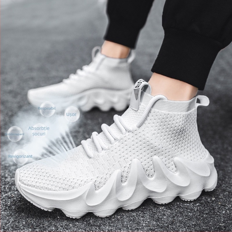 Pantofi sport casual pentru bărbați, cu partea superioară din plasă, pernă de aer, talpă din cauciuc, EVA, vârf rotund