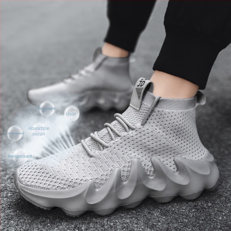 Pantofi sport casual pentru bărbați, cu partea superioară din plasă, pernă de aer, talpă din cauciuc, EVA, vârf rotund