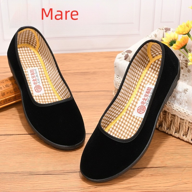 Pantofi din pânză pentru femei, slip-on, partea superioară flock, talpă plată, vârf rotund, înălțime joasă