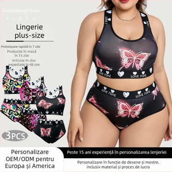 Xinyu Set de lenjerie din nailon, stil top-tank, cupe complete, fără forme, bretele fixe duble, căptușeală poliester 90–95%