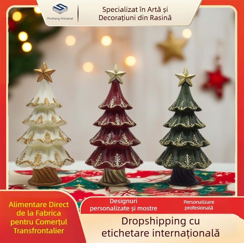 Ornament pentru brad din rășină, stil Nordic, Pinsheng Craft, ambalaj în cutie de carton