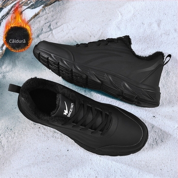 Pantofi sport casual pentru bărbați: partea superioară din microfibră, impermeabili, talpă din cauciuc, închidere cu șiret, branț PU